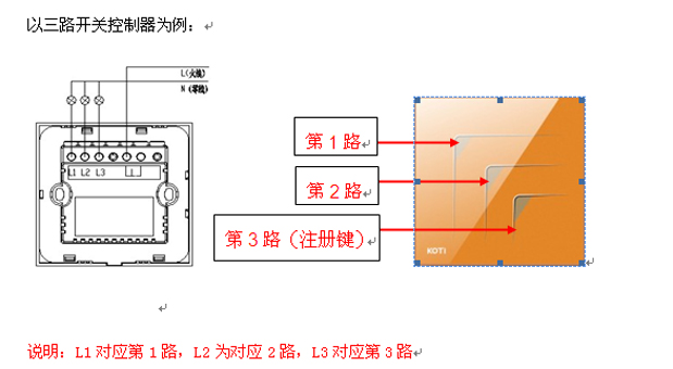 KOTI印象之美系列智能燈光開關產(chǎn)品接線圖
