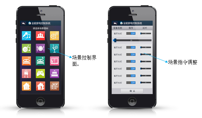 Android/IOS版全能家電手機(jī)APP（手機(jī)智能家居APP)場(chǎng)景控制界面說明
